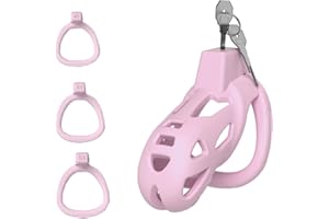Chastity Cage Lock Set with 3 Wider Rings, 3D Ventilation Lightweight Penis Cock Cage Sex Toys Chastity Device for Adult Men 