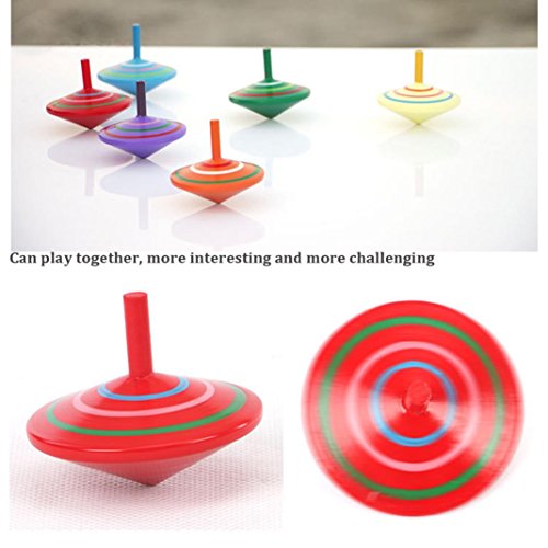 Fiaya Kids Novelty Wooden Colorful Gyroscopes Spinning Top Toy - Thumbnail 4