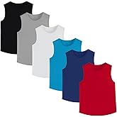 Phedrew 6 Pack Boys Youth Kids Mesh Athletic Quick Dry Tank Top Sleeveless T Shirts Moisture Wicking (Age 4-18)