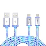 Tenfly Premium LED Glow in Dark High Speed USB 2.0 A Male to Micro USB B Cable Charge & Sync Cord for Android (Android*2 pack)