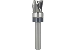 SICWOOD Spiral Flush Trim Router Bit 1/4 Shank, Carbide Head 3-Flute, 1/2" Diameter, 1/2" Cutting Length, Pattern Template Flush Trim Cut Router Bit, for Grooves, Bottom Cleaning, Wood Trimming