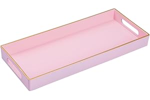 MAONAME Pink Vanity Tray, Bathroom Counter Tray, Decorative Trays with Handles, Storage Dresser Trays Organizer for Perfume, Jewelry, Makeup, 13.8" x 6" x 1.57"