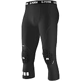 G-Form Pro 3/4 Padded Compression Pants - Compression Pants with Protective Pads - Sports Gear for Basketball &amp; Handball