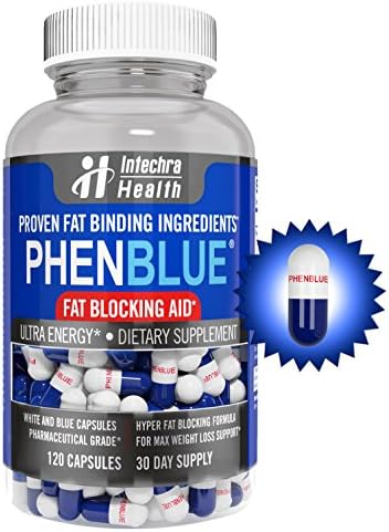 PHENBLUE Fat Blocking Aid Diet Pills, Blue &amp; White (120 Capsules)