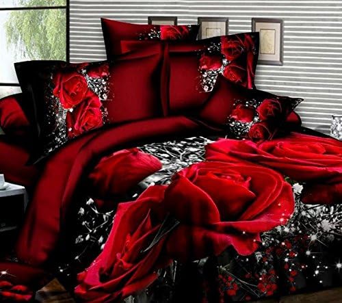 Luxury 3d oil floral painting duvet cover set sheet pillowcases 4pcs set queen size hot fashion AA90