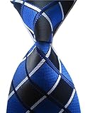 Allbebe Men's Classic Checks Light Blue Jacquard Woven Silk Tie Necktie (one size, blue&black)