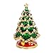 QIFU Hand Painted Enameled Green Christmas Tree Decorative Jewelry Trinket Box Hinged Unique Gift for Christmas