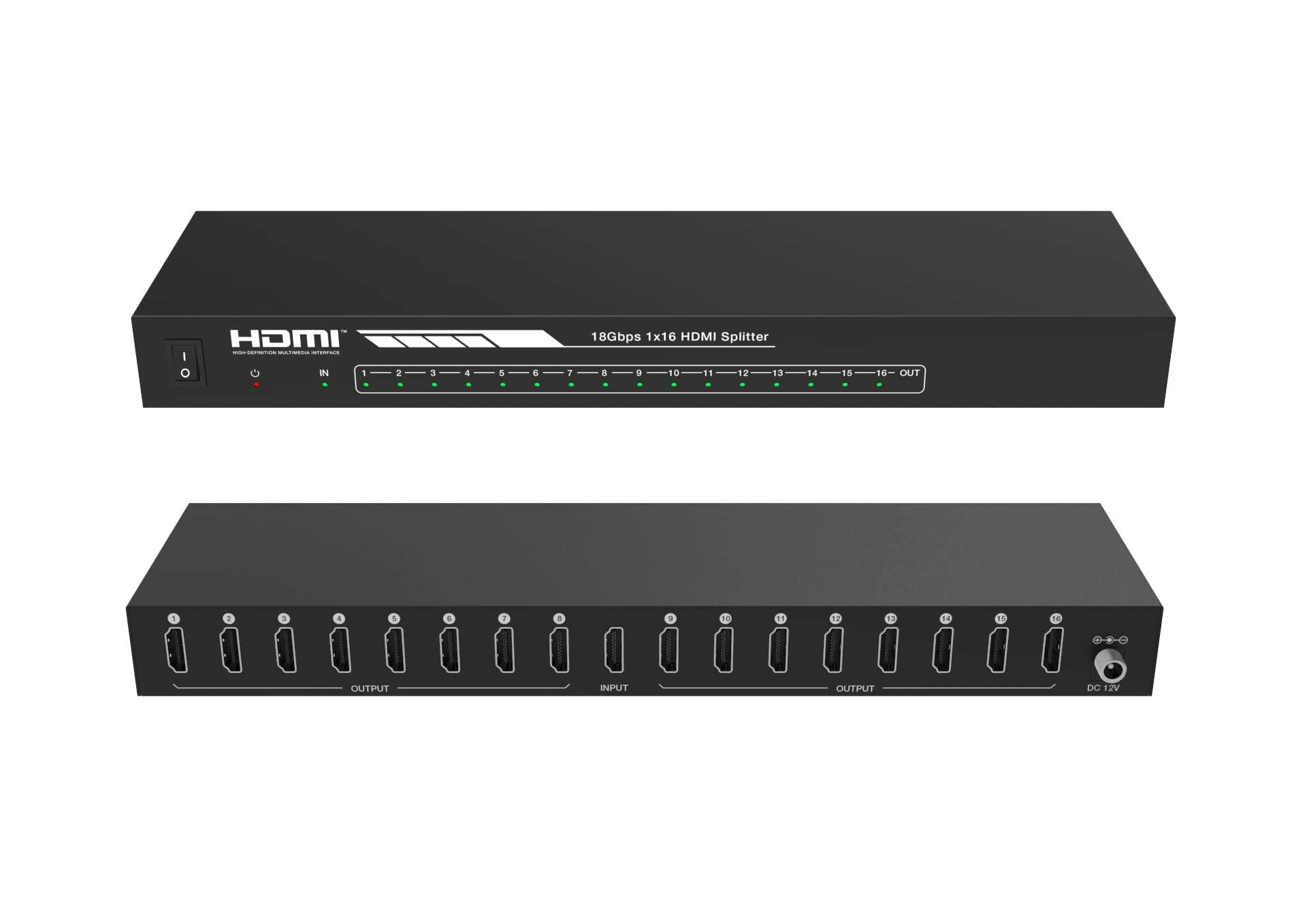 FOURKAY 1x16 4K UHD HDMI Splitter Distribution Amplifier. HDMI2.0b and HDCP2.2 compliant. HDR. Supports resolutions up to 4k2k@50/60Hz 4:4:4