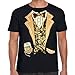 fresh tees Unisex Camo Tuxedo Shirt with Bowtie and Beer Can | Funny T-Shirt for Men/Women Funny Tshirts Tuxedo t Shirt (2X-Large, Black)