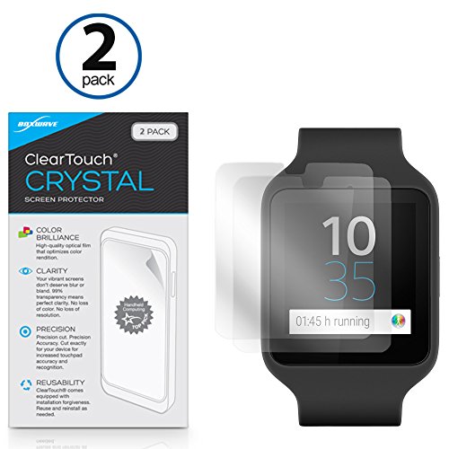 Sony SmartWatch 3 SWR50 Screen Protector, BoxWave [ClearTouch Crystal (2-Pack)] HD Film Skin - Shields From Scratches for Sony SmartWatch 3 SWR50