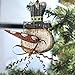 Set of 6 Rustic Barn Wood Primitive Snowman Christmas Ornaments with Rusty Wire Bow Accent