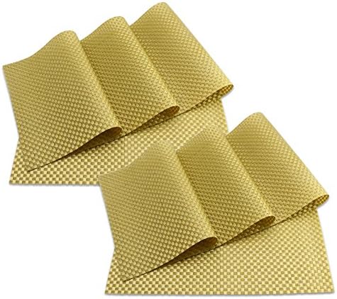 SueH Design Set of 8 Woven Vinyl Gold Placemat 45 * 30cm