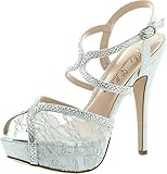 Bridal Wedding Formal Evening Party Strap Peep Toe Lace Glitter Sandal VICE-93