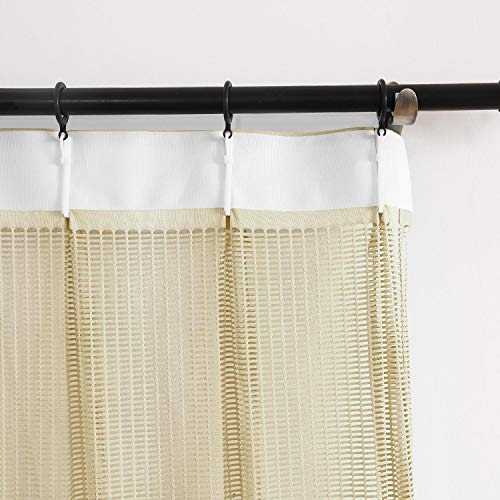 TWOPAGES Light Khaki Room Divider Privacy Cubicle Curtain Dustproof Curtain Mesh Top Pinch Pleat Curtain (1 Panel, 9'Wide x 8'Long) - Thumbnail 4