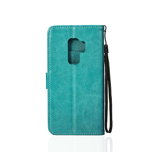 Samsung Galaxy S9 Plus Case, HLCT PU Leather Case, with Soft TPU Protective Bumper, Built-in Kickstand, Cash and Card Pockets (Teal)