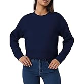 Ymoshoe Cropped Sweatshirts For Women Soft Crewneck Sweatshirt Long Sleeve Basic Fall Winter Tops 2025