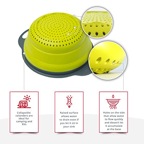 image for Colander Set - 2 Collapsible Colanders (Strainers) Set By Comfify - In