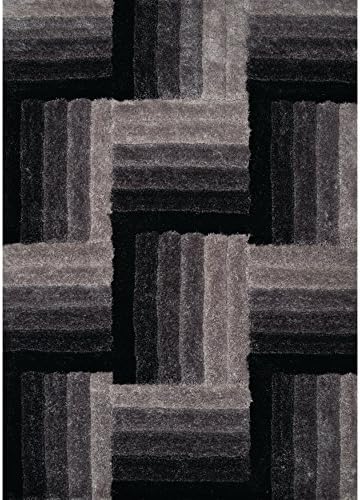 Westfield Home Posh Ditto Ultra Plush Shag Accent Rug (1'10 x 3'1) Black/Grey Grey