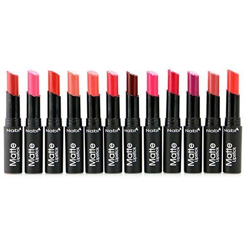 12pc Nabi Cosmetics Professional Matte Lipstick set of 12 Amazing Colors #MLS25-36