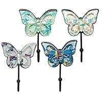 Sulida Butterfly Design Wall Hook - Vintage Hook for Hangers, Hats, Scarves and Keys, 4PCS (# Deep Sea)