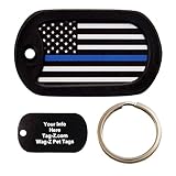 Custom Engraved Pet Tag - Thin Blue Line Flag - Dog Tag - Tag-Z Wag-Z