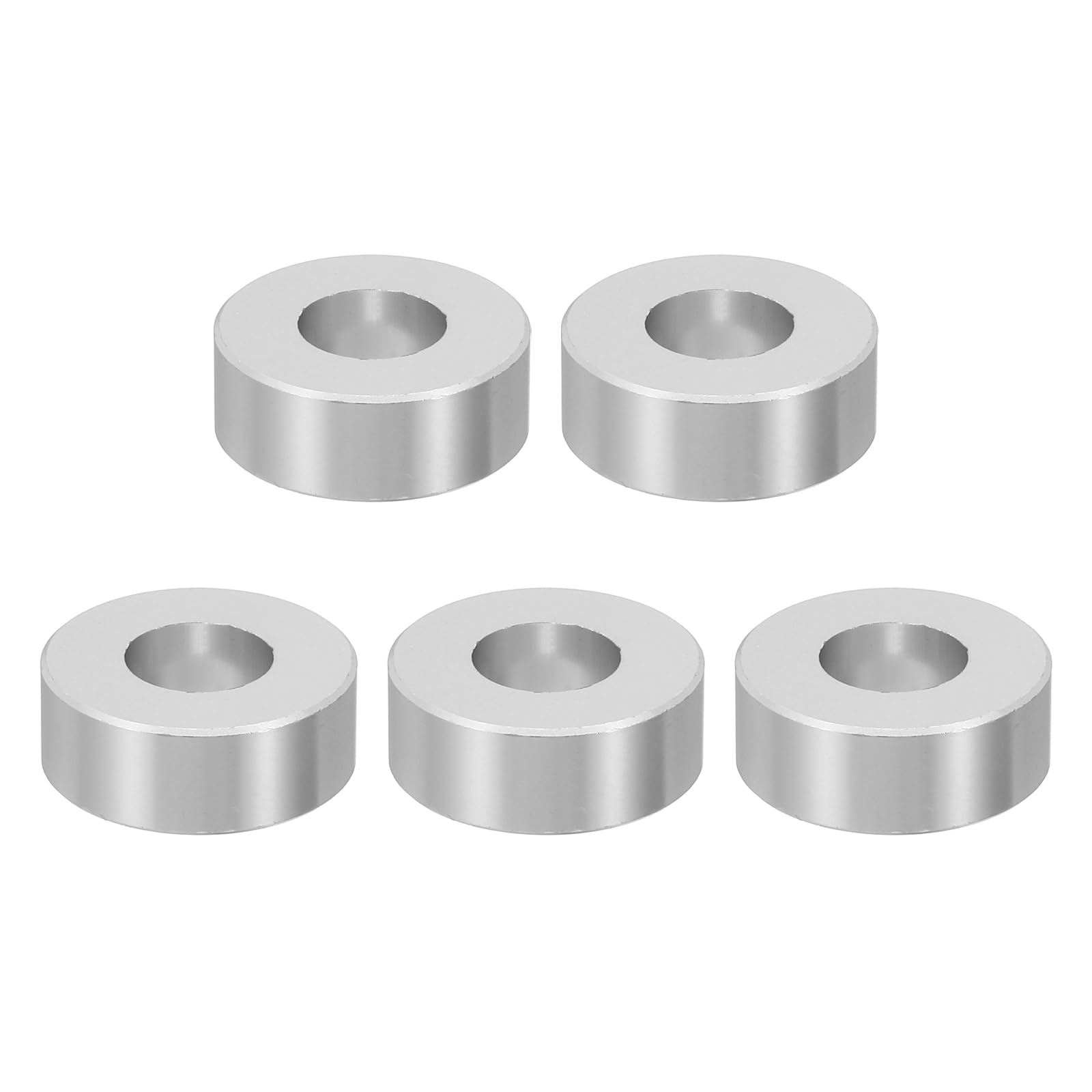 PATIKIL M12 Aluminum Spacers, 5 Pcs Metal Spacer Aluminum M12 X1"OD X1/2"L Aluminum Spacer Screw Standoff Round for 1/2" or M12 Screw Bolts, Silvery