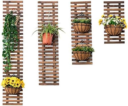 Flower Racks Flower Stand Balcony Wall-mounted Wall Plant Vine Frame Outdoor Wood Flower Stand Living Room Solid Wood Grid Decoration Pot Rack