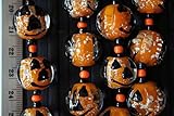 Halloween Theme Jack O' Lantern Face Glow In Dark Glass Beads(Pack of 12 beads)