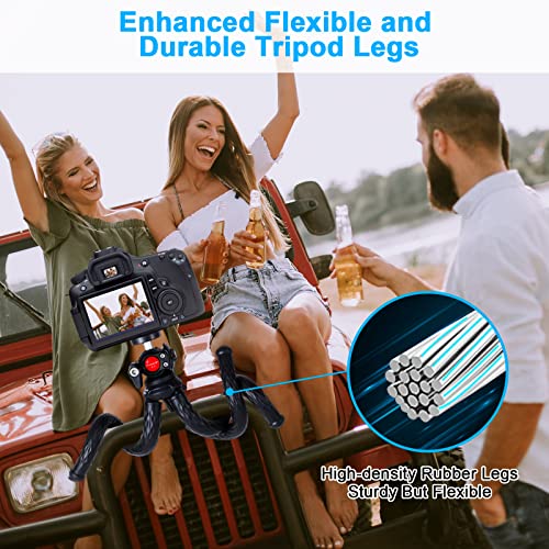 Flexible Tripod - Phone Tripod, Portable & Sturdy Adjustable Tripod w/Wireless Remote, Cell Phone Tripod Easy to Adjust 360° Ball Head, Mini Tripod can Load 6.6lbs, Stands for Phone, Camera, Recorder
