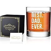 Perfectinsoy Best Dad Ever Whiskey Glass Gift Box, Funny Sarcastic Dad Whiskey Glass for Him Uncle Brother Husband Grandpa Dog Parents, Father's Day Gifts for Daddy from Daughter Son Wife