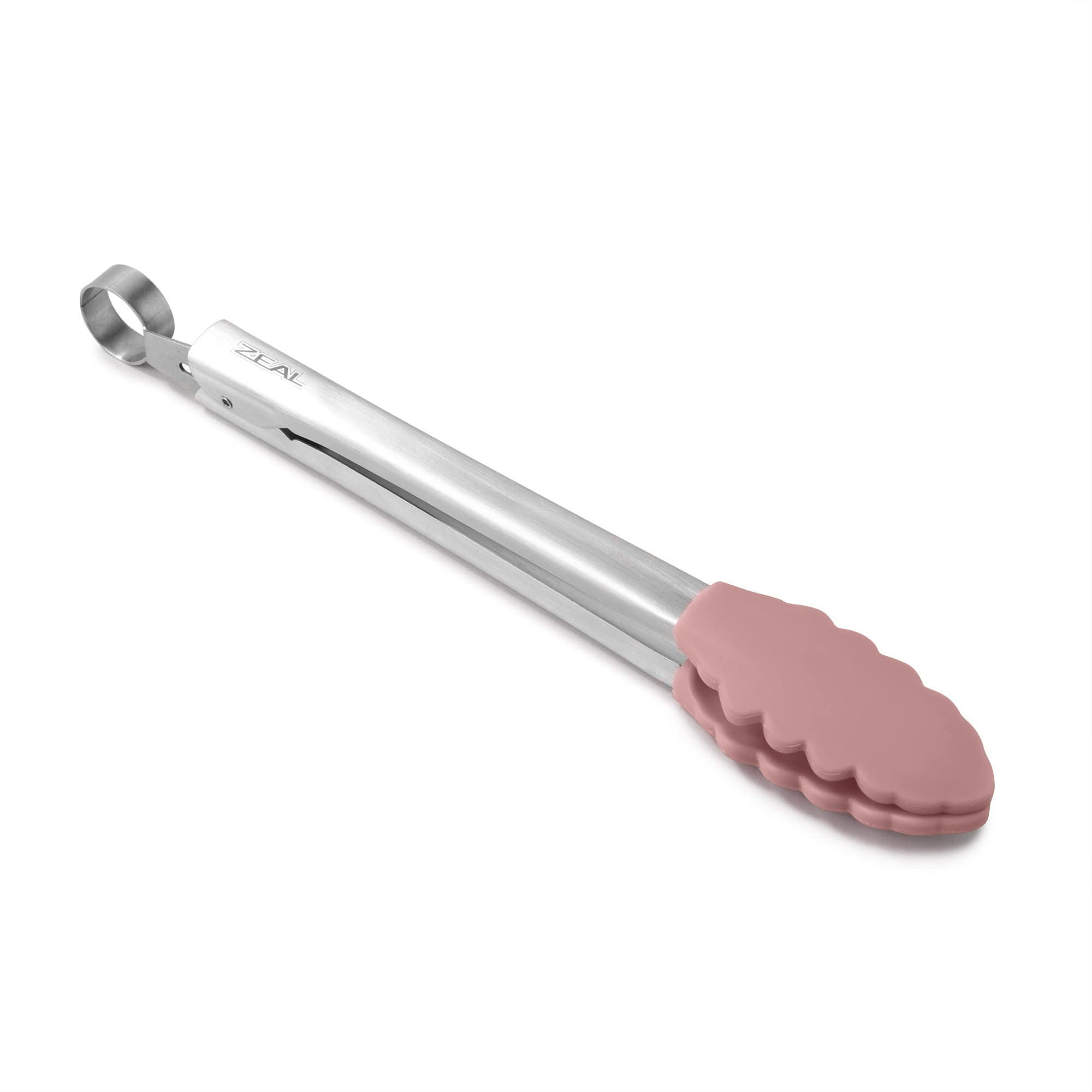 Zeal Silicone Non-Stick Kitchen Cooking Tongs with Stainless Steel Handle – Perfect for Cooking, Grilling, BBQ, Serving, and More 26cm - Heat-Resistant, BPA-Free, and Easy-to-Clean, Rose Pink