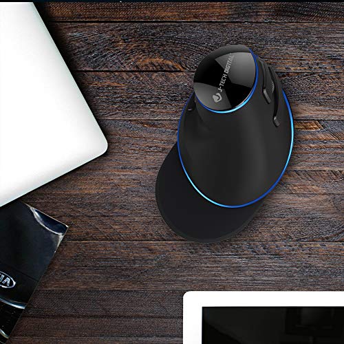 J-Tech Digital Wired Ergonomic Vertical USB Mouse with Adjustable Sensitivity (600/1000/1600 DPI), Scroll Endurance, Removable Palm Rest & Thumb Buttons [V628]