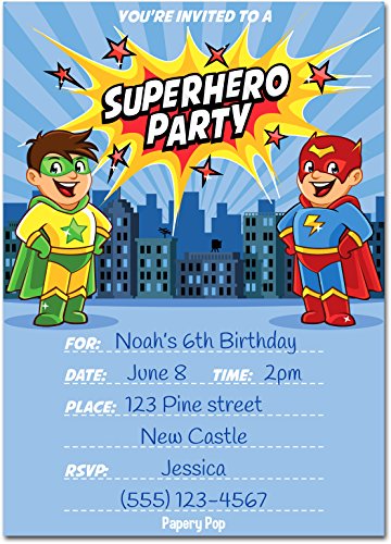 30 Superhero Birthday Invitations with Envelopes - Kids Birthday Party Invitations for Boys or Girls - Thumbnail 2