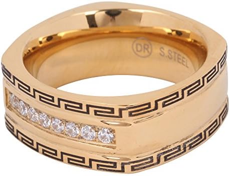 Mens Gold Color Stainless Steel Micro Pave ICED OUT CZ Band 1 ROW Bling Pinky Ring (8)