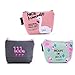 Koolemon Cute Flamingo Coin Purse Canvas Cosmetic Organizer Pouch Zipper Bag for Card Jewelry Key,Pack of 3