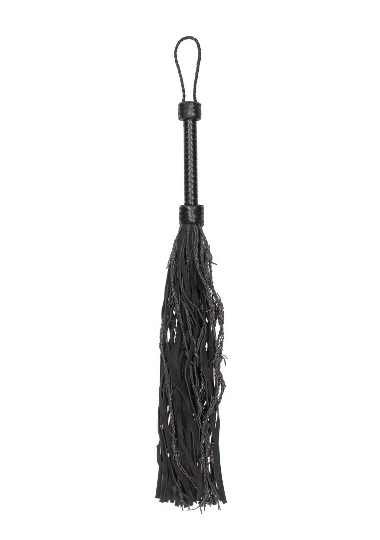 Shots Ouch! PAI013BLK Barbed Wired Flogger - in Real Leather/Suede - with 36 Suede Tails and 12 Barbed Barbs - Black