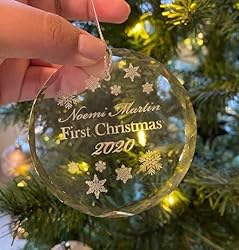Personalized Crystal First Christmas Ornament with