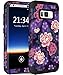 Hocase Galaxy S8 Plus Case, Heavy Duty Protection Shock Absorbing Silicone Rubber Bumper+Hard Plastic Hybrid Dual Layer Protective Case for Galaxy S8 Plus (SM-G955U) 2017 - Voilet Flowers/Black