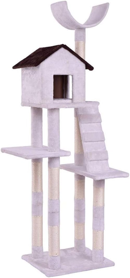 MOAAA Pet Cat Climbing Tree with Ladder Play House Tower Condo Bed Cats Scratching Posts Kitten Wood Cat Furniture Supplies