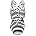 CROSS1946 Sexy Women Monokini Swimsuits stripes Black/White One Piece Bathing Backless Bikini S