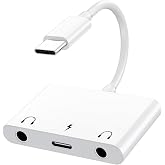 3 in 1 Headphone Adapter for iPad, Headphone Splitter for 2 Headphones | USB C to 3.5mm Jack Audio Adapter with 60W Fast Charging for iPhone 17/16/15 Pro/Max/Plus, iPad, Galaxy S26/S25/S24