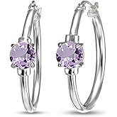 Hoops Earrings for Women, Birthstone Earrings, Genuine or Synthetic Gemstone Earrings, Fashion Earrings, Trendy Earrings, Sterling Silver Hoop Earrings, Gold Hoop Earrings, Rose Gold Hoops Flash