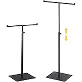 Elitnus Purse Stands for Display - 2 Pack Adjustable Height Metal Jewelry Display Stand - Countertop Keychain Display Holder Stand - Sturdy Necklace Display for Vendors (Black T-Bar)