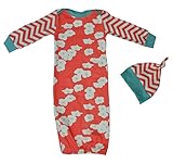 BANGELY Newborn Girls Cloud Print Sleeping Gown Long Sleeve Striped Sleeper Bag With Hat Size 0-6 Months/S (Red)