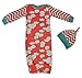 Newborn Girls Cloud Print Sleeping Gown Long Sleeve Striped Sleeper Bag with Hat size 0-6 Months/S (Red)