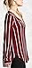 Ladies Striped Shirts Autumn V Neck Long Sleeve Loose Blouses for Women Chic Chiffon Tops (Burgundy, XXL)