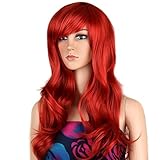 Ecvtop Wigs 28 inch Wavy Curly Cosplay Wig Women Wig Long Hair Heat Resistant Wig (Red)