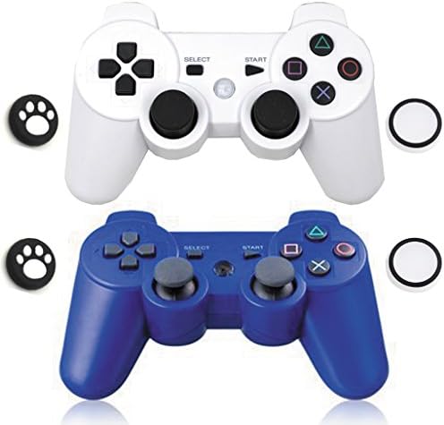 Bluetooth Wireless Dualshock Remote Game Gaming Controller Gamepad Joystick for Bluetooth Conection Game ( 2 Pack ) (White+Blue)