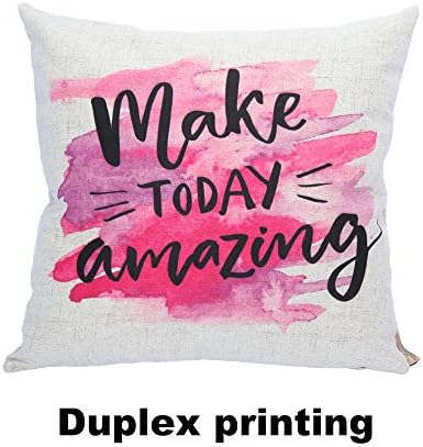 CC Wonderland Soft Decorative Square Pillow Cases Linen Pillow Covers with Invisible Zipper Throw Cushions Covers(1PCS), 18 Inch, Make Today Amazing, Inspirational Saying, Purple, Good Gift