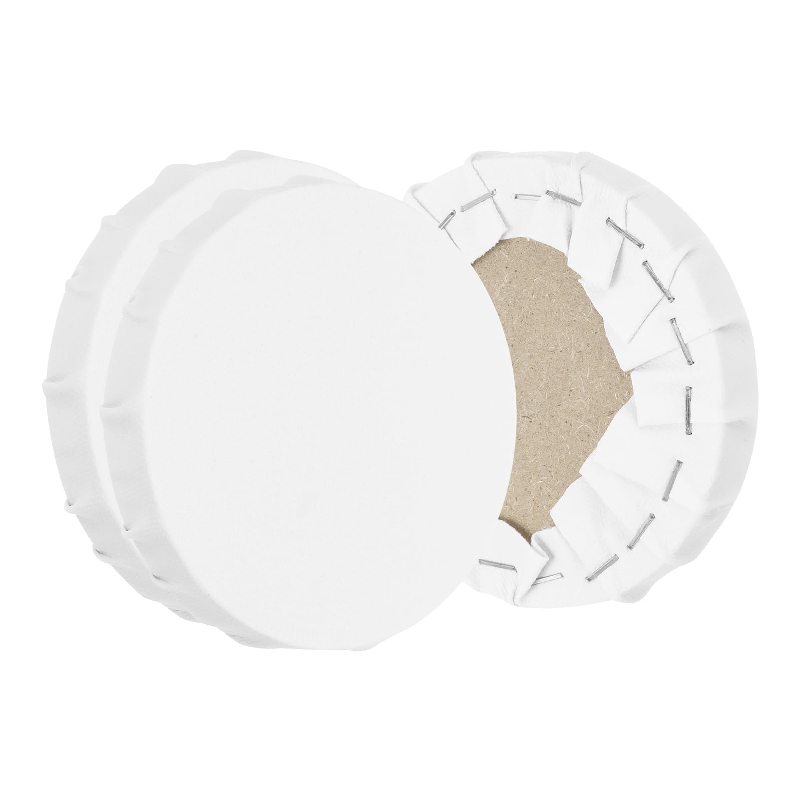 PATIKIL Stretched Canvas, 3 Pcs 4" x 4" Round Canvas for Painting Blank Primed Canvas Cotton Canvas Panels for Acrylics Oil Watercolor Paints, White